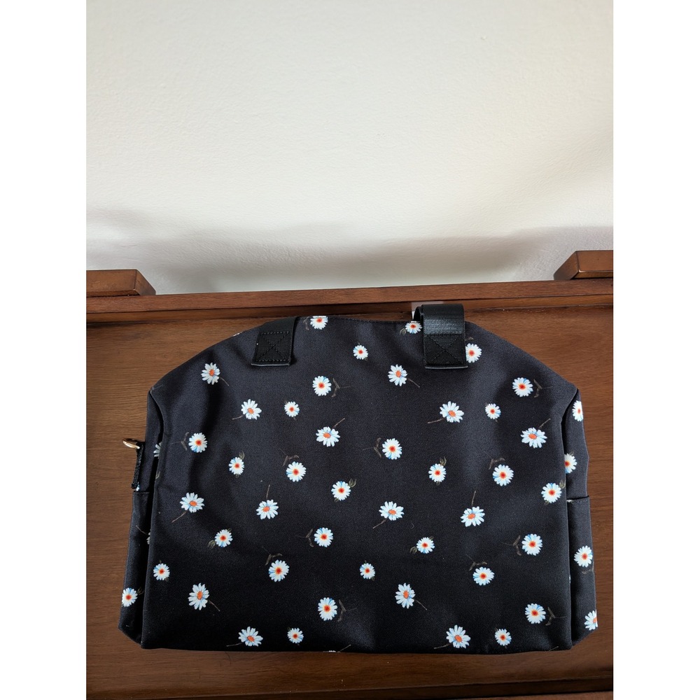 Alice + Olivia Daisy Print Duffel Bag Black Floral Travel Carry On Weekender Gym